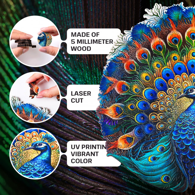 Images and photos of Peacock puzzle 200 pieces. ESC WELT.