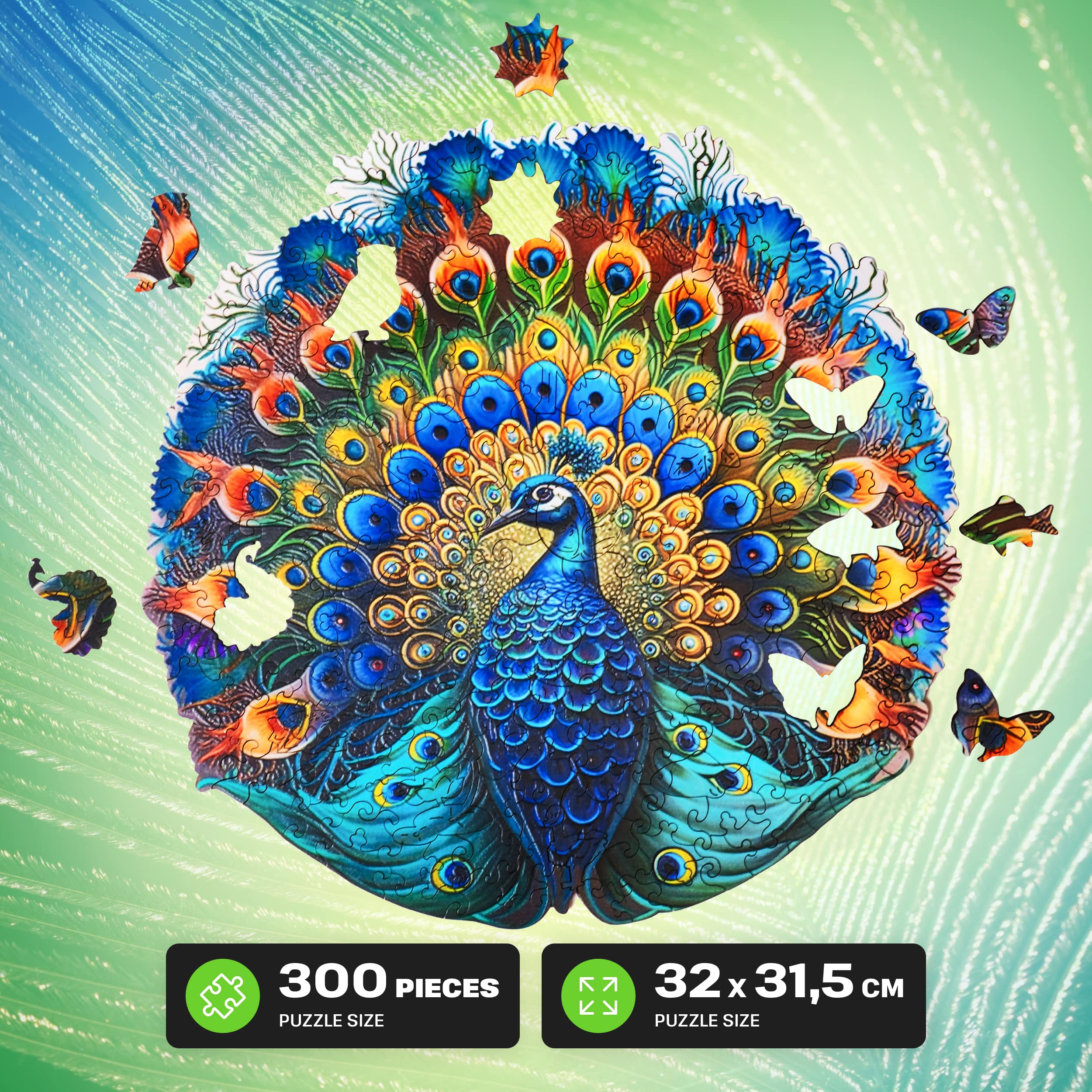 Images and photos of Peacock puzzle 300 pieces. ESC WELT.