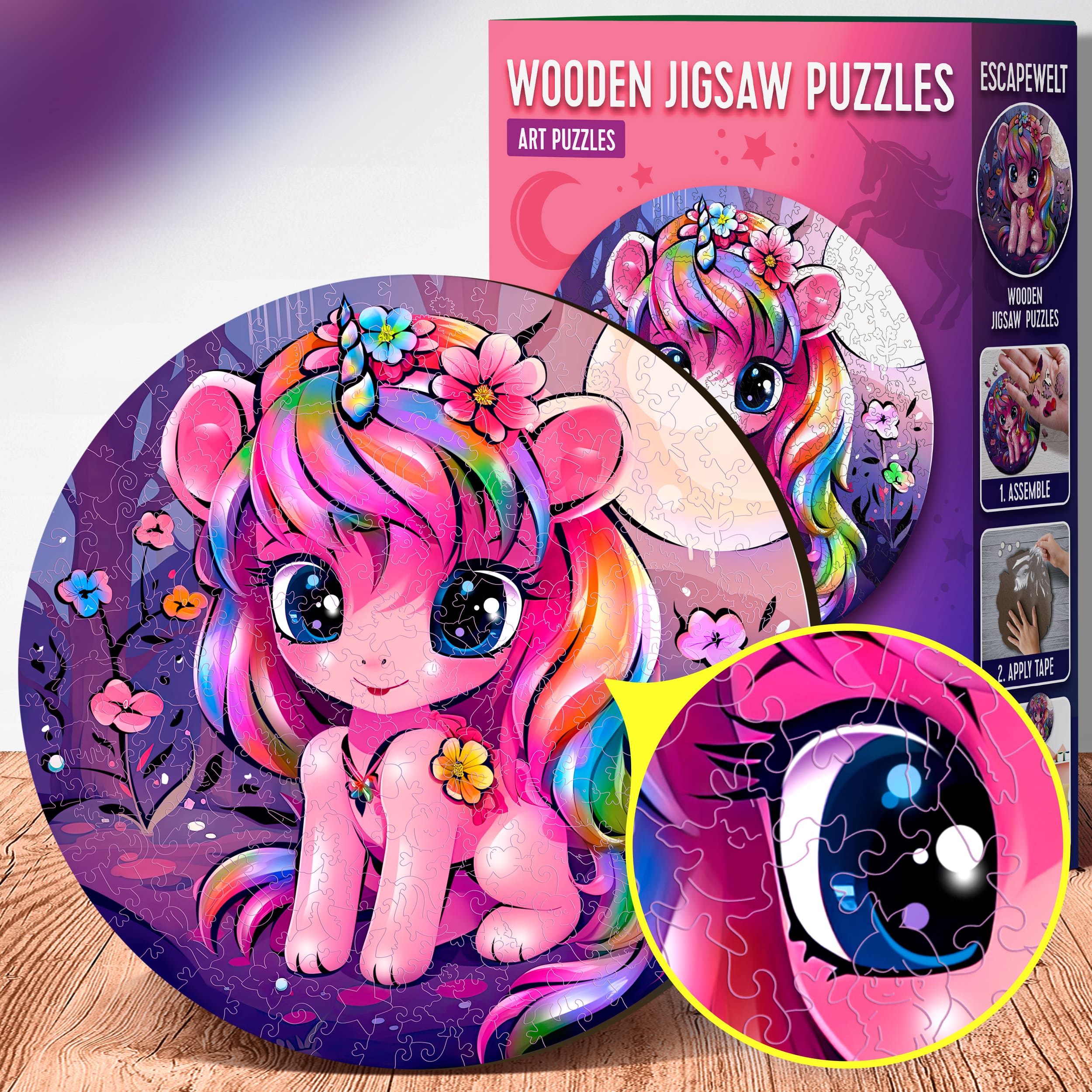 Images and photos of Unicorn Puzzle 200 pieces. ESC WELT.